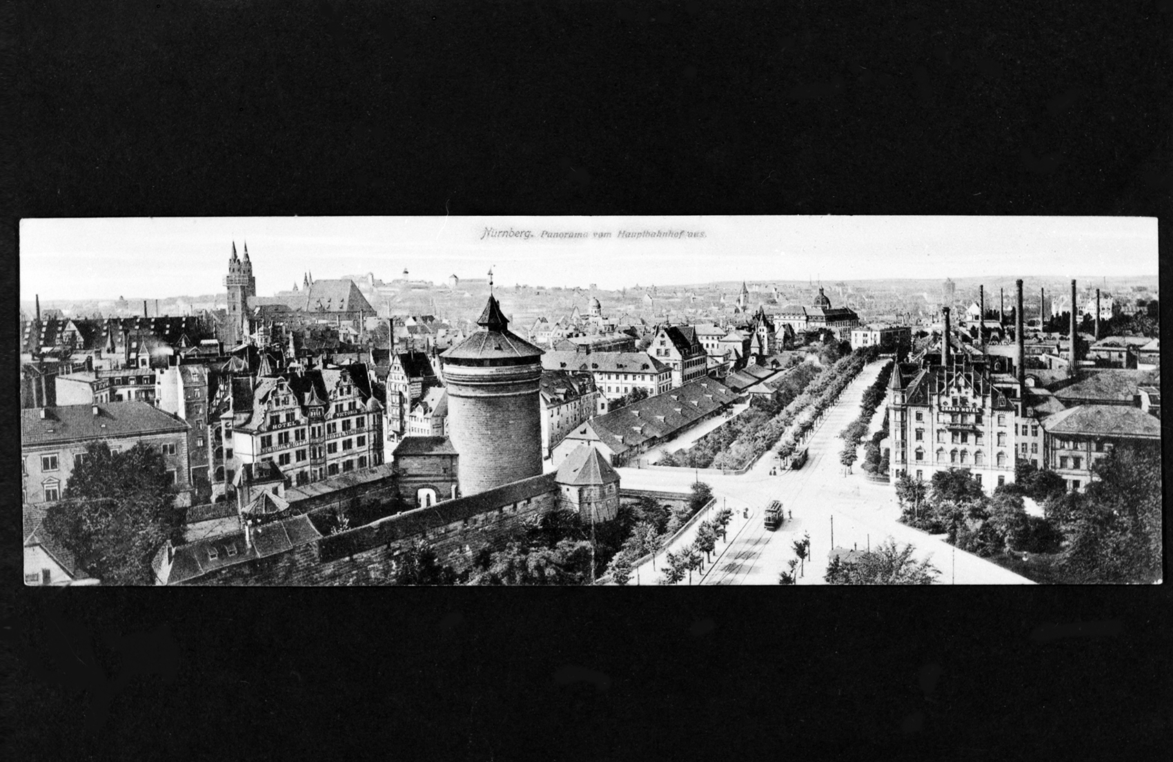 Panorama vom Hauptbahnhof zur Kaiserburg und Königstorgraben vor 1905